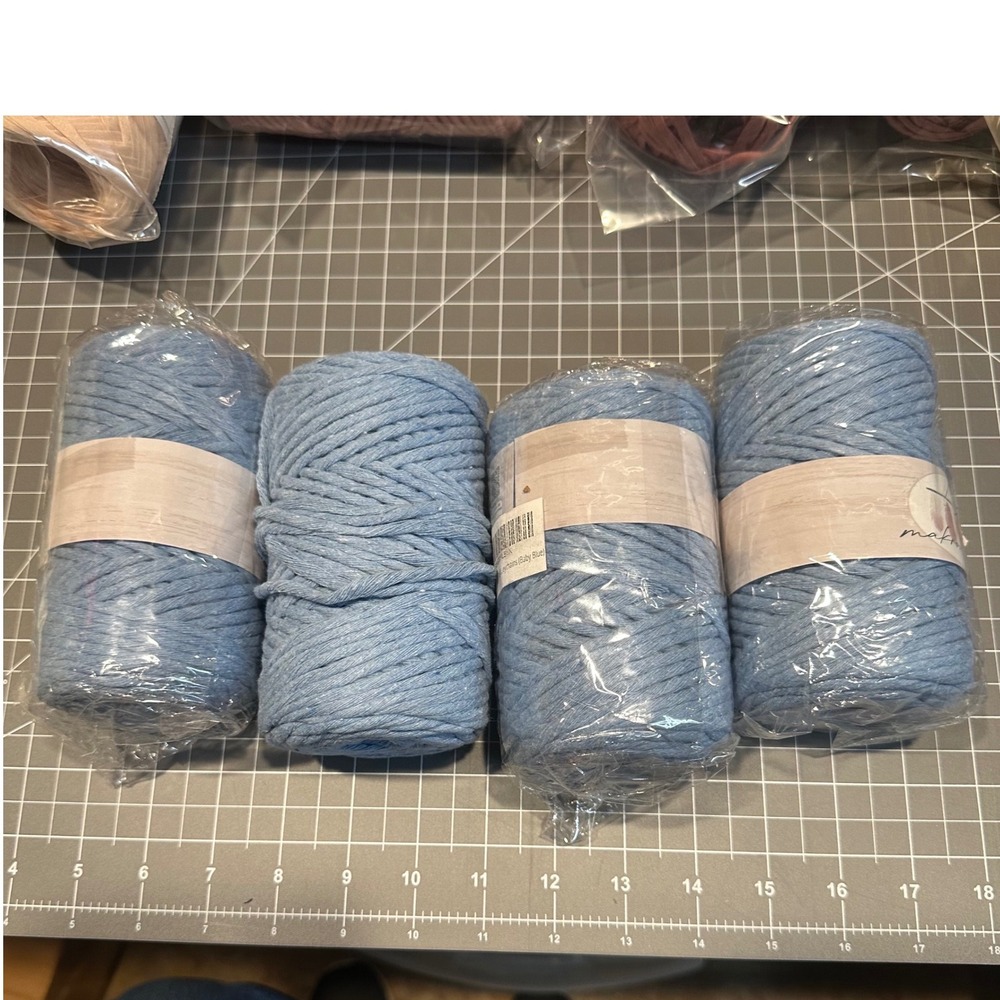 Makromecity Single Twist Macrame Cord 4 Spools Baby Blue Made in Turkey